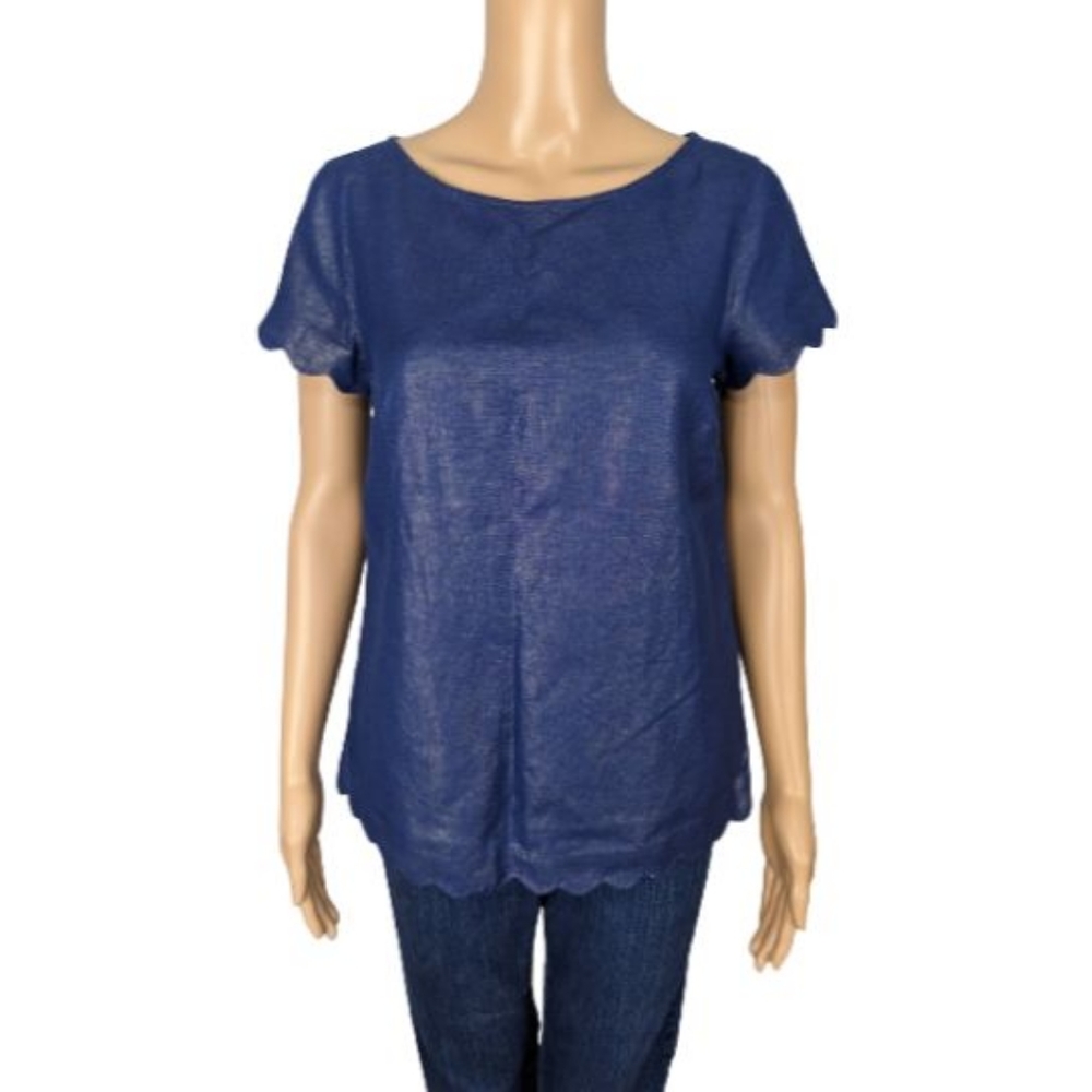Vineyard Vines Shimmer Linen Scallop Top 00